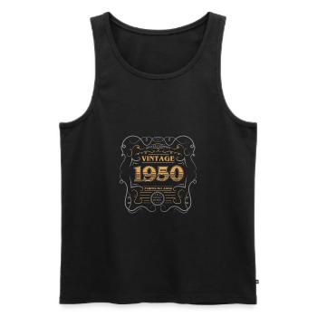 Vintage 1950 Birthday - Men's Premium Organic Tank Top - black - Front - AI Model Male 178 light (178cm)