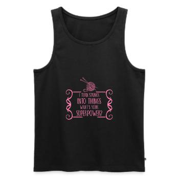 I turn strings into things superpower knitting - Men's Premium Organic Tank Top - black - Front - AI Model Male 178 light (178cm)