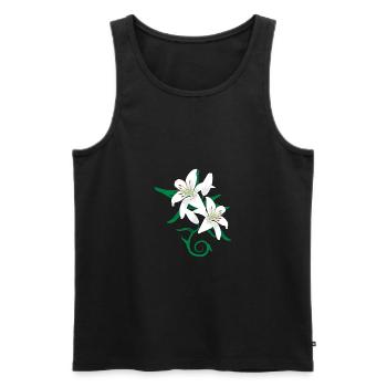 Lilienblüten Tattoo Geschenkidee - Männer Premium Bio Tank Top - Schwarz - Vorne - Michal (187cm)