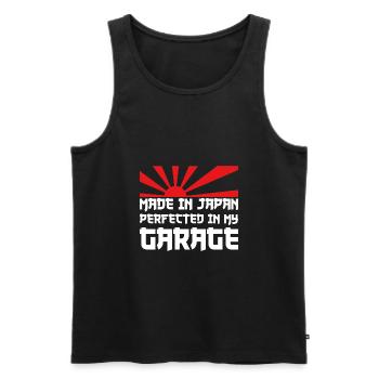 Fabriqué au Japon perfectionné dans mon garage Tuning Auto - Débardeur bio Premium Homme - noir - Devant - Michal (187cm)