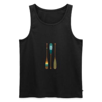 Trois pagaies idée cadeau fan de canoë coloré - Débardeur bio Premium Homme - noir - Devant - Michal (187cm)