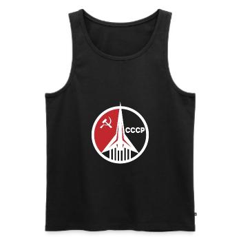 USSR Sputnik Soviet missile - Men's Premium Organic Tank Top - black - Front - AI Model Male 178 light (178cm)