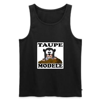 Taupe modèle est un dessin d' animal délirant - Débardeur bio Premium Homme - noir - Devant - Michal (187cm)
