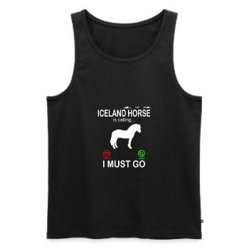 Islandpferd Pferd ruft an Lustiger Telefon Spruch - Männer Premium Bio Tank Top - Schwarz - Vorne - AI Model Male 178 light (178cm)