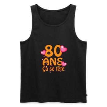 80 ans - Débardeur bio Premium Homme - noir - Devant - Michal (187cm)