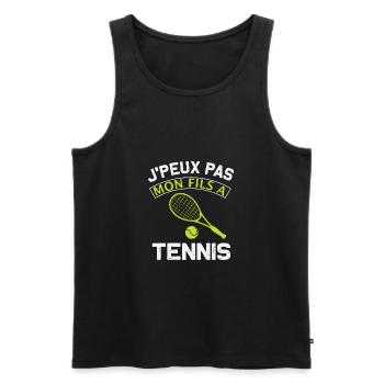 Je peux pas mon fils a tennis - Humour drôle - Débardeur bio Premium Homme - noir - Devant - Michal (187cm)