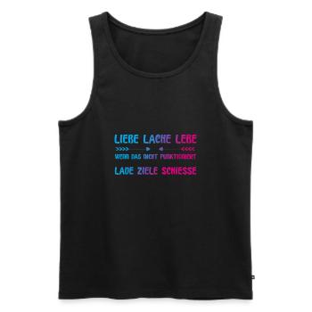 Liebe Lache Lebe lustiger Spruch - Männer Premium Bio Tank Top - Schwarz - Vorne - Michal (187cm)
