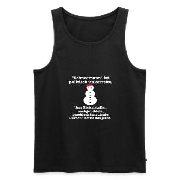 Schneemann - politische unkorrekt - Gendern - Männer Premium Bio Tank Top - Schwarz - Vorne - AI Model Male 178 light (178cm)