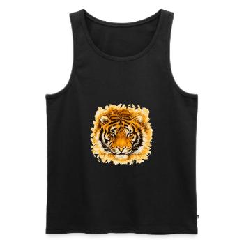 Visage de tigre - Débardeur bio Premium Homme - noir - Devant - Michal (187cm)