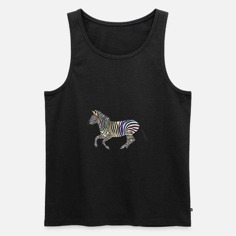 Laufendes Zebra mit Pastellfarben - Männer Premium Bio Tank Top - Schwarz