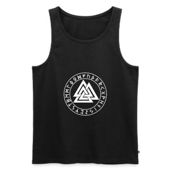 Wotansknoten Valknut In the rune circle Futhark - Men's Premium Organic Tank Top - black - Front - AI Model Male 178 light (178cm)