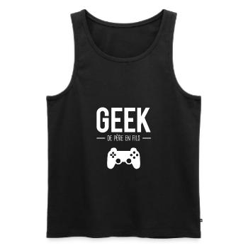 Geek de père en fils - Débardeur bio Premium Homme - noir - Devant - Michal (187cm)
