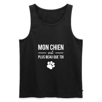 Mon chien est plus beau que toi - Débardeur bio Premium Homme - noir - Devant - Michal (187cm)