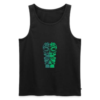Cadeau de tatouage tribal polynésien Tiki de Marquesa - Débardeur bio Premium Homme - noir - Devant - AI Model Male 178 light (178cm)