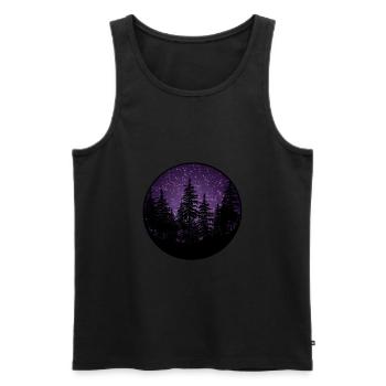 Dunkler Wald mit Lila Hintergrund - Männer Premium Bio Tank Top - Schwarz - Vorne - AI Model Male 178 light (178cm)