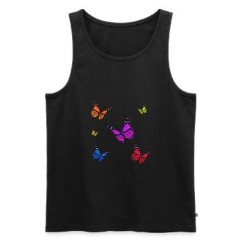 Mehrfarbiges Monarchfalter-Set - Männer Premium Bio Tank Top - Schwarz - Vorne - Michal (187cm)