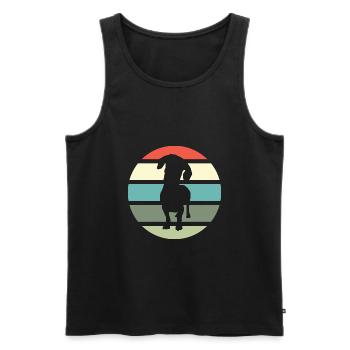 Dackel Dachshund Teckel Silhouette mit retro Sonne - Männer Premium Bio Tank Top - Schwarz - Vorne - AI Model Male 178 light (178cm)