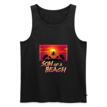 Son of a Beach Shirt palm trees beach sun - Men's Premium Organic Tank Top - black - Front - Michal (187cm)