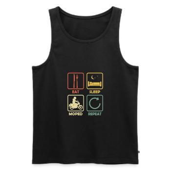 Cyclomoteur Mofa Eat Sleep Repeat Retro pour les cyclomoteurs - Débardeur bio Premium Homme - noir - Devant - Michal (187cm)