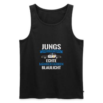 Echte Männer fahren Blaulicht Polizei Polizist - Männer Premium Bio Tank Top - Schwarz - Vorne - AI Model Male 178 light (178cm)
