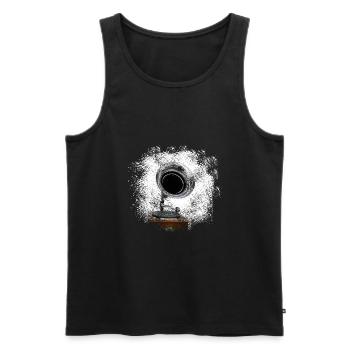 Tourne-disques rétro dans le look pulvérisé - Débardeur bio Premium Homme - noir - Devant - AI Model Male 178 light (178cm)