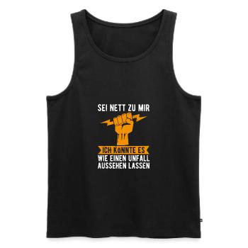 Sei nett zu mir Elektriker Elektrotechniker Gesche - Männer Premium Bio Tank Top - Schwarz - Vorne - Michal (187cm)