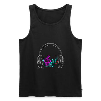 Headphone music notes - Men's Premium Organic Tank Top - black - Front - AI Model Male 178 light (178cm)