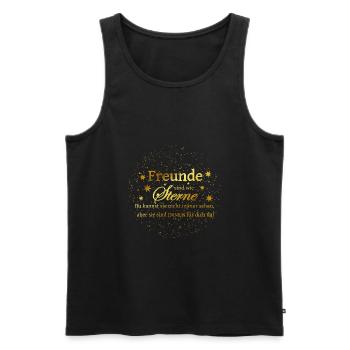 Freunde sind wie Sterne... Goldoptik - Männer Premium Bio Tank Top - Schwarz - Vorne - Michal (187cm)