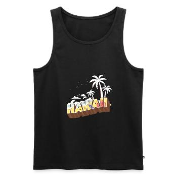 Heure d'été de conception d'Hawaï avec des palmiers - Débardeur bio Premium Homme - noir - Devant - AI Model Male 178 light (178cm)