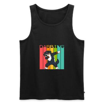 Bernese Berner Sennenhund Dabbing Tanzender Retro - Männer Premium Bio Tank Top - Schwarz - Vorne - Michal (187cm)
