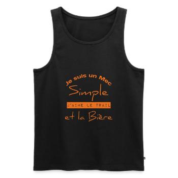 Je suis un Mec simple j'aime le trail et la bière - Débardeur bio Premium Homme - noir - Devant - AI Model Male 178 light (178cm)