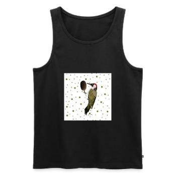 Pivert vert oiseau cadeau femmes hommes enfants - Débardeur bio Premium Homme - noir - Devant - AI Model Male 178 light (178cm)