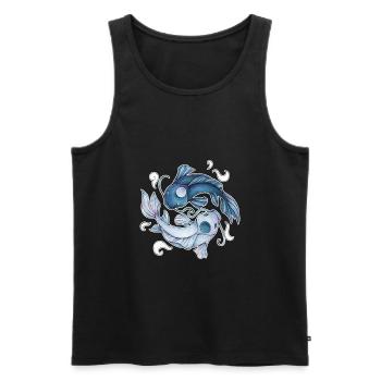 Yin Yang Kois - Ying Koi - Männer Premium Bio Tank Top - Schwarz - Vorne - AI Model Male 178 light (178cm)