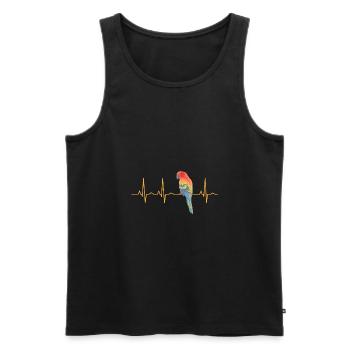 Cadeau de pouls d'oiseau perroquet - Débardeur bio Premium Homme - noir - Devant - AI Model Male 178 light (178cm)