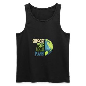 Support your local planet environmental protection climate protection - Men's Premium Organic Tank Top - black - Front - Michal (187cm)