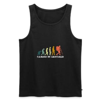 Jakobsweg Evolution Pilger Wanderer Geschenk Retro - Männer Premium Bio Tank Top - Schwarz - Vorne - Michal (187cm)