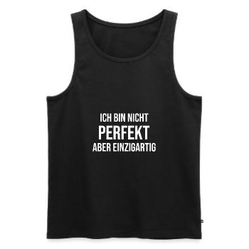 Ich bin nicht perfekt aber einzigartig - Männer Premium Bio Tank Top - Schwarz - Vorne - Michal (187cm)