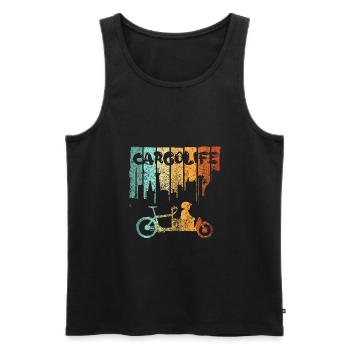 Roue de charge Enfant Cargobike Vélo Changement climatique - Débardeur bio Premium Homme - noir - Devant - AI Model Male 178 light (178cm)