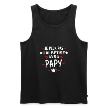 Je peux pas j'ai bêtise avec papy - Débardeur bio Premium Homme - noir - Devant - Michal (187cm)