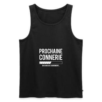 Prochaine connerie en cours de chargement - Débardeur bio Premium Homme - noir - Devant - Michal (187cm)