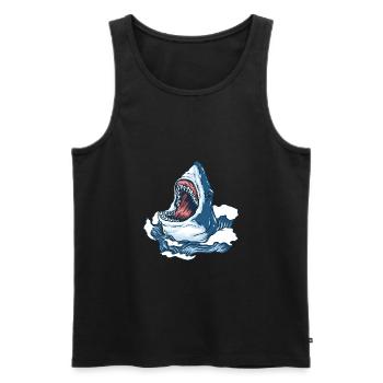 illustration sauvage de poisson requin - Débardeur bio Premium Homme - noir - Devant - Michal (187cm)