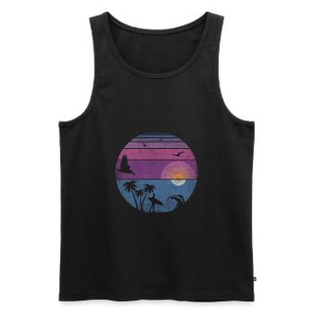 sunset surf - Men's Premium Organic Tank Top - black - Front - AI Model Male 178 light (178cm)