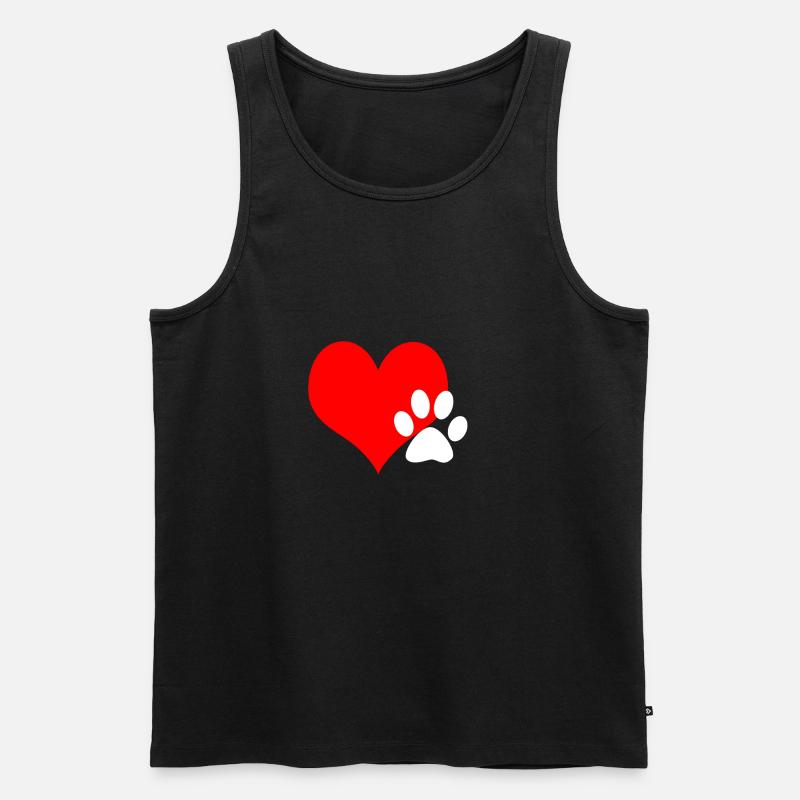 Herz Pfote - Männer Premium Bio Tank Top - Schwarz