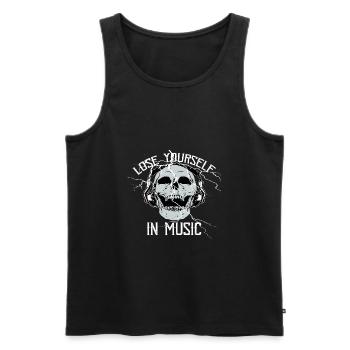 Crâne qui écoute de la musique - perdez-vous dans la musique - Débardeur bio Premium Homme - noir - Devant - Michal (187cm)