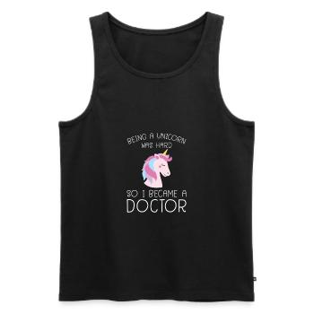 Unicorn Phd Doctorate Uni Saying Gift - Men's Premium Organic Tank Top - black - Front - Michal (187cm)