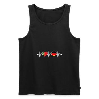 Portugal Allemagne drapeau coeur armoiries battement de coeur - Débardeur bio Premium Homme - noir - Devant - AI Model Male 178 light (178cm)