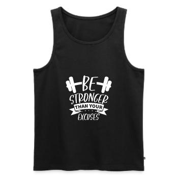 Be stronger than your excuses Geschenk Fitness - Männer Premium Bio Tank Top - Schwarz - Vorne - Michal (187cm)