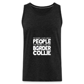 Border Collie - Men's Premium Organic Tank Top - charcoal grey - Front - Alexander (188cm)