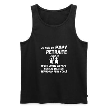 T SHIRT PAPY RETRAITE CADEAU HUMOUR POUR retraité - Débardeur bio Premium Homme - noir - Devant - Michal (187cm)