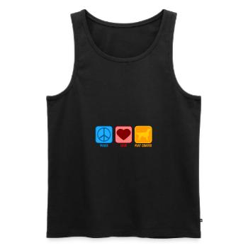 Flat Coated Retriever Peace Love Saying Retro - Men's Premium Organic Tank Top - black - Front - Michal (187cm)